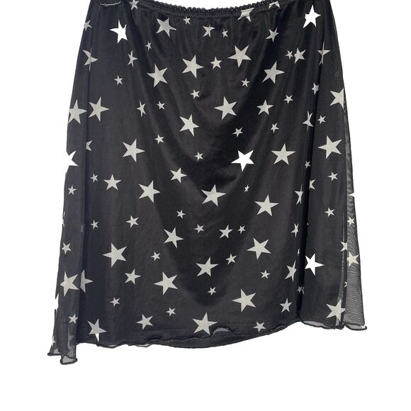 NASTYGAL Skirt Girls Star Print Mesh Tulle Pull On Elastic Knee Length 12 Black - Picture 1 of 7